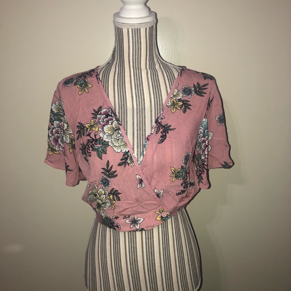 Pink blouse.